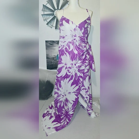 Purple Hawaiian Style Dress Large - Picture 1 of 14